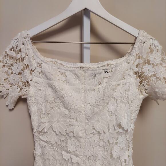 Eilly Bazar White Floral Crochet Lace Dress Small (FLAW) Coquette Fairy - Picture 5 of 11